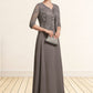 Ivy A-Line Square Neckline Floor-Length Chiffon Lace Mother of the Bride Dress DL126P0014904