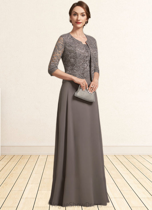 Ivy A-Line Square Neckline Floor-Length Chiffon Lace Mother of the Bride Dress DL126P0014904