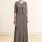 Ivy A-Line Square Neckline Floor-Length Chiffon Lace Mother of the Bride Dress DL126P0014904