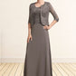 Ivy A-Line Square Neckline Floor-Length Chiffon Lace Mother of the Bride Dress DL126P0014904