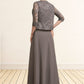 Ivy A-Line Square Neckline Floor-Length Chiffon Lace Mother of the Bride Dress DL126P0014904