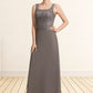 Ivy A-Line Square Neckline Floor-Length Chiffon Lace Mother of the Bride Dress DL126P0014904