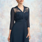 Aiyana A-Line V-neck Tea-Length Chiffon Lace Mother of the Bride Dress DL126P0014905