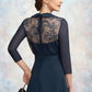 Aiyana A-Line V-neck Tea-Length Chiffon Lace Mother of the Bride Dress DL126P0014905