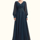 Angie A-Line V-neck Ankle-Length Chiffon Mother of the Bride Dress With Ruffle Beading Appliques Lace Sequins DL126P0014915