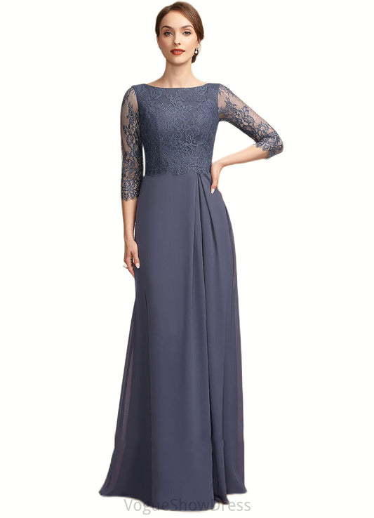 Rhianna A-Line Scoop Neck Floor-Length Chiffon Lace Mother of the Bride Dress With Ruffle DL126P0014917