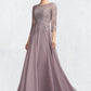 Renata A-Line Scoop Neck Floor-Length Chiffon Lace Mother of the Bride Dress With Sequins DL126P0014918