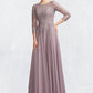 Renata A-Line Scoop Neck Floor-Length Chiffon Lace Mother of the Bride Dress With Sequins DL126P0014918