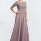 Renata A-Line Scoop Neck Floor-Length Chiffon Lace Mother of the Bride Dress With Sequins DL126P0014918