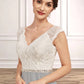 Nova A-Line V-neck Tea-Length Chiffon Lace Mother of the Bride Dress With Beading DL126P0014919