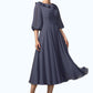 Teresa A-Line Scoop Neck Tea-Length Chiffon Mother of the Bride Dress With Cascading Ruffles DL126P0014920