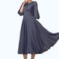 Teresa A-Line Scoop Neck Tea-Length Chiffon Mother of the Bride Dress With Cascading Ruffles DL126P0014920