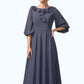 Teresa A-Line Scoop Neck Tea-Length Chiffon Mother of the Bride Dress With Cascading Ruffles DL126P0014920