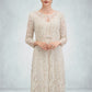 Phoebe Sheath/Column V-neck Knee-Length Chiffon Lace Mother of the Bride Dress With Bow(s) DL126P0014924