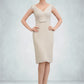 Phoebe Sheath/Column V-neck Knee-Length Chiffon Lace Mother of the Bride Dress With Bow(s) DL126P0014924