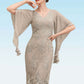 Alice Sheath/Column V-neck Knee-Length Chiffon Lace Mother of the Bride Dress With Cascading Ruffles DL126P0014925