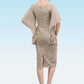 Alice Sheath/Column V-neck Knee-Length Chiffon Lace Mother of the Bride Dress With Cascading Ruffles DL126P0014925