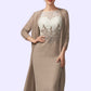 Cheyenne Sheath/Column Scoop Neck Knee-Length Chiffon Lace Mother of the Bride Dress DL126P0014927