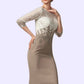 Cheyenne Sheath/Column Scoop Neck Knee-Length Chiffon Lace Mother of the Bride Dress DL126P0014927