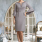 Scarlett Sheath/Column V-neck Knee-Length Stretch Crepe Mother of the Bride Dress With Beading DL126P0014928