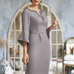 Scarlett Sheath/Column V-neck Knee-Length Stretch Crepe Mother of the Bride Dress With Beading DL126P0014928