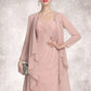 Audrey Sheath/Column Sweetheart Knee-Length Chiffon Mother of the Bride Dress With Ruffle Lace DL126P0014929