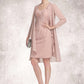 Audrey Sheath/Column Sweetheart Knee-Length Chiffon Mother of the Bride Dress With Ruffle Lace DL126P0014929