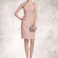 Audrey Sheath/Column Sweetheart Knee-Length Chiffon Mother of the Bride Dress With Ruffle Lace DL126P0014929