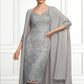 Ireland Sheath/Column V-neck Knee-Length Lace Mother of the Bride Dress DL126P0014931