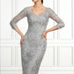 Ireland Sheath/Column V-neck Knee-Length Lace Mother of the Bride Dress DL126P0014931