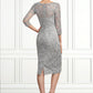 Ireland Sheath/Column V-neck Knee-Length Lace Mother of the Bride Dress DL126P0014931