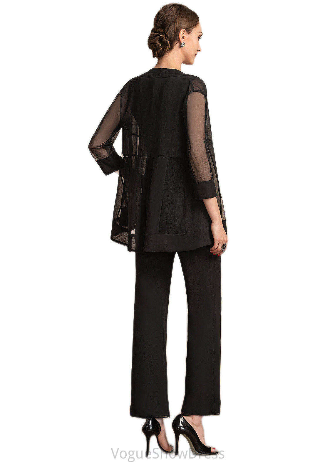 Kirsten Jumpsuit/Pantsuit Scoop Neck Ankle-Length Chiffon Mother of the Bride Dress With Beading Sequins DL126P0014932