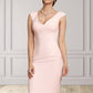 Stella Sheath/Column V-neck Knee-Length Stretch Crepe Mother of the Bride Dress DL126P0014933