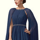 Hazel A-Line Scoop Neck Tea-Length Chiffon Mother of the Bride Dress With Beading DL126P0014934