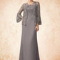 Veronica Sheath/Column Square Neckline Floor-Length Chiffon Lace Mother of the Bride Dress DL126P0014936