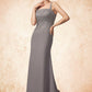 Veronica Sheath/Column Square Neckline Floor-Length Chiffon Lace Mother of the Bride Dress DL126P0014936