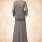 Veronica Sheath/Column Square Neckline Floor-Length Chiffon Lace Mother of the Bride Dress DL126P0014936