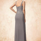 Veronica Sheath/Column Square Neckline Floor-Length Chiffon Lace Mother of the Bride Dress DL126P0014936