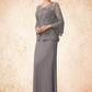 Veronica Sheath/Column Square Neckline Floor-Length Chiffon Lace Mother of the Bride Dress DL126P0014936