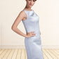 Kaylynn Sheath/Column Scoop Neck Knee-Length Satin Mother of the Bride Dress DL126P0014937