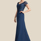 Harmony A-Line V-neck Floor-Length Chiffon Lace Mother of the Bride Dress With Sequins DL126P0014938