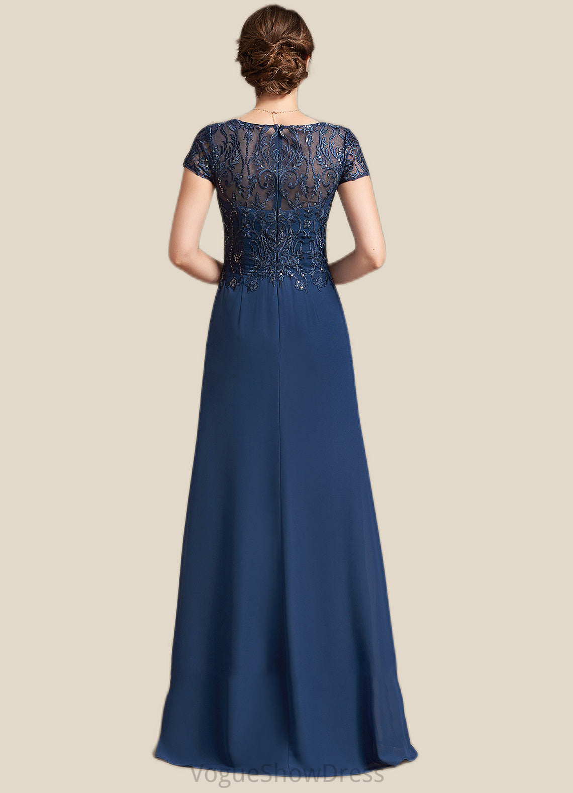 Harmony A-Line V-neck Floor-Length Chiffon Lace Mother of the Bride Dress With Sequins DL126P0014938