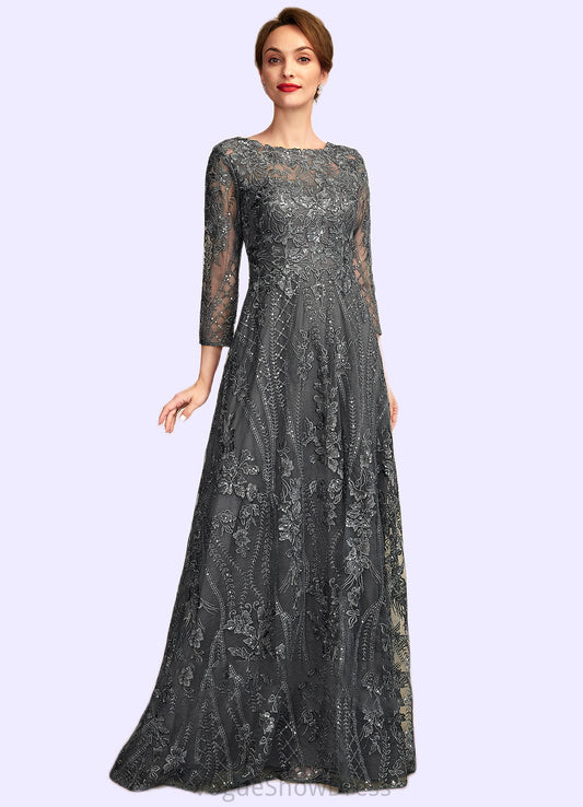 Adriana A-Line Scoop Neck Floor-Length Lace Mother of the Bride Dress With Sequins DL126P0014939