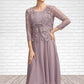 Everly A-Line Square Neckline Knee-Length Chiffon Mother of the Bride Dress DL126P0014940