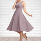 Everly A-Line Square Neckline Knee-Length Chiffon Mother of the Bride Dress DL126P0014940