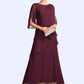 Dakota A-Line Scoop Neck Ankle-Length Chiffon Mother of the Bride Dress With Cascading Ruffles DL126P0014941