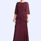 Dakota A-Line Scoop Neck Ankle-Length Chiffon Mother of the Bride Dress With Cascading Ruffles DL126P0014941