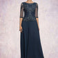 Vera A-Line Scoop Neck Ankle-Length Chiffon Lace Mother of the Bride Dress DL126P0014942