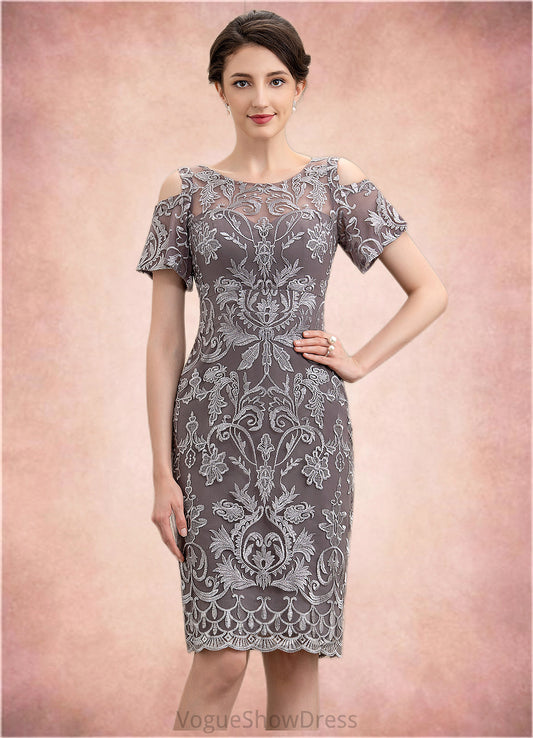 Vivian Sheath/Column Scoop Neck Knee-Length Lace Mother of the Bride Dress DL126P0014944