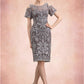 Vivian Sheath/Column Scoop Neck Knee-Length Lace Mother of the Bride Dress DL126P0014944